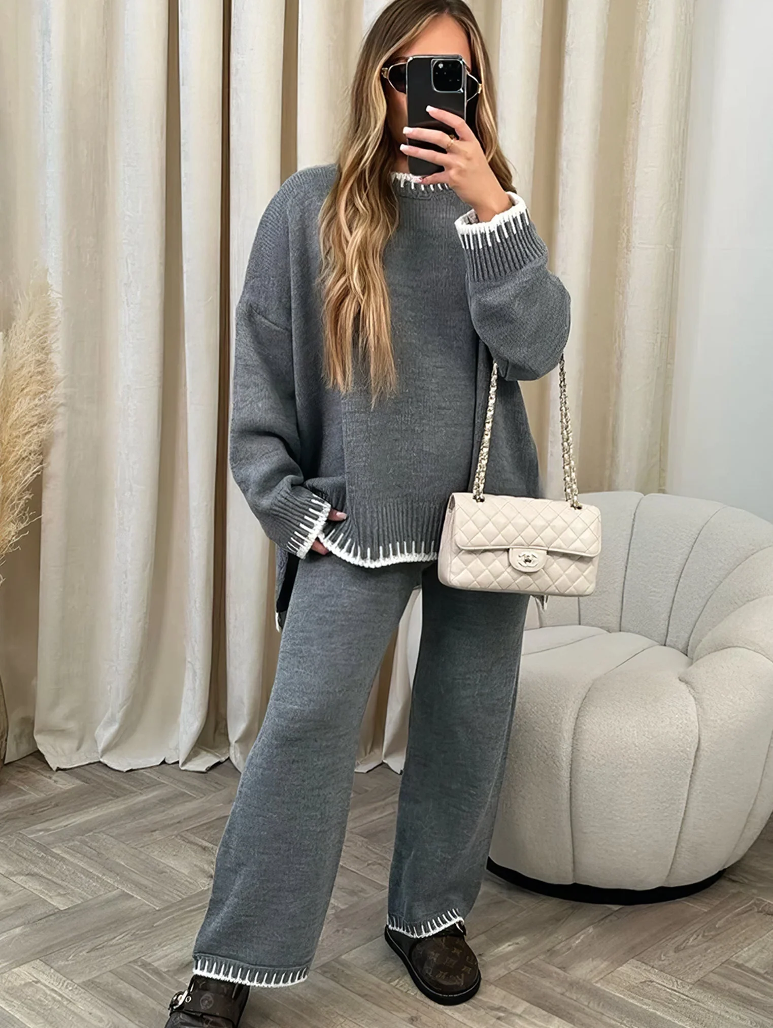 Women's Loungewear Set – Soft Knit Fabric – Oversized Sweater – Relaxed Fit Pants - Image 5
